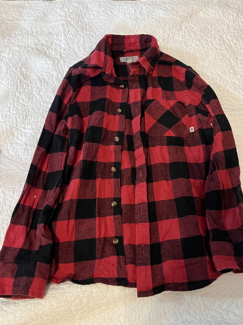 Classic Red & Black Buffalo Plaid Button-Down Shirt - Kids